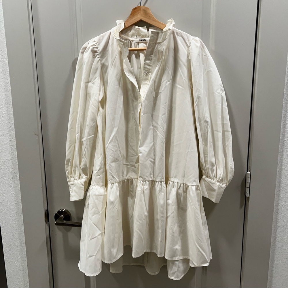 SNIDEL Puff Sleeve Button Down Shirt Dress